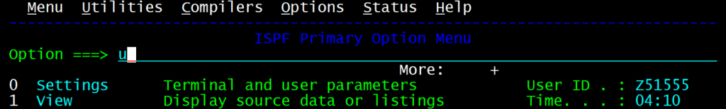 Enter u to go to Unix Shell Prompt