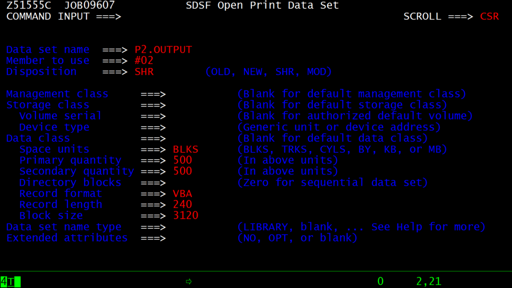 SDSF Open Print Data set