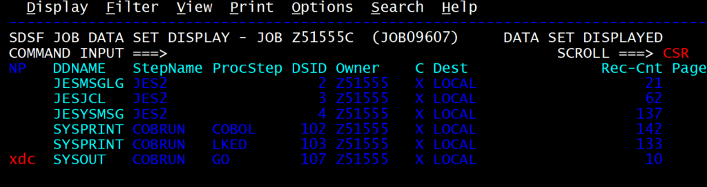 xdc to copy content of SDSF DDNAME to another dataset