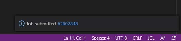 Job submitted confirmation