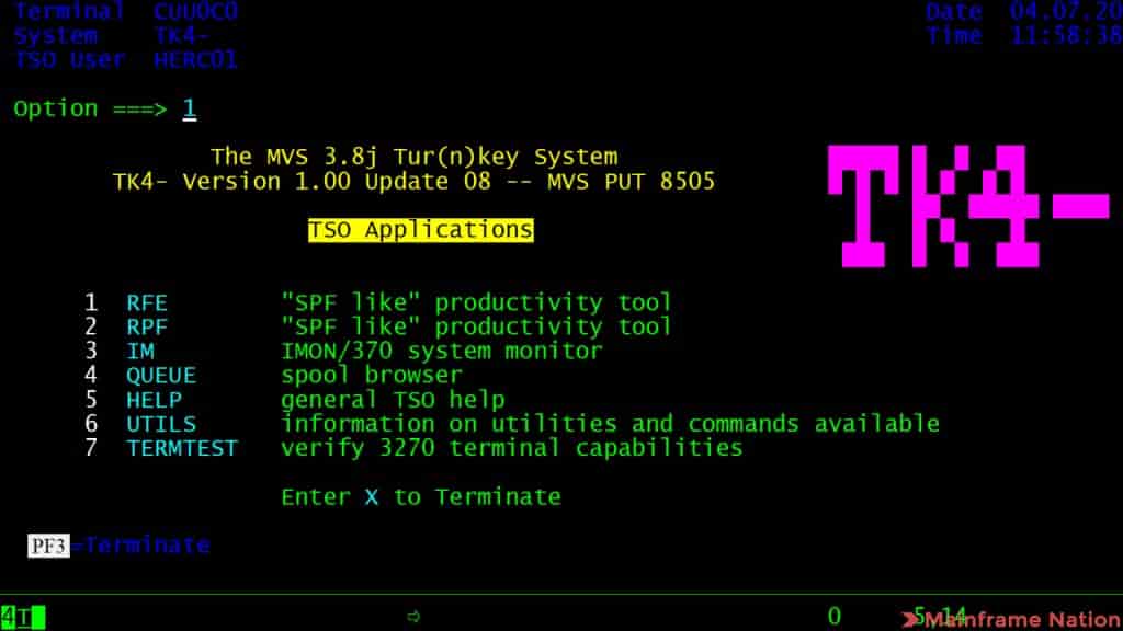 MVS Turnkey system main screen