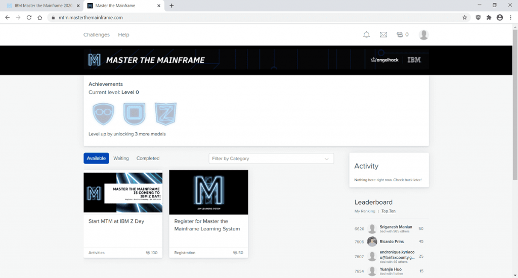 Master the Mainframe 2020 Homepage