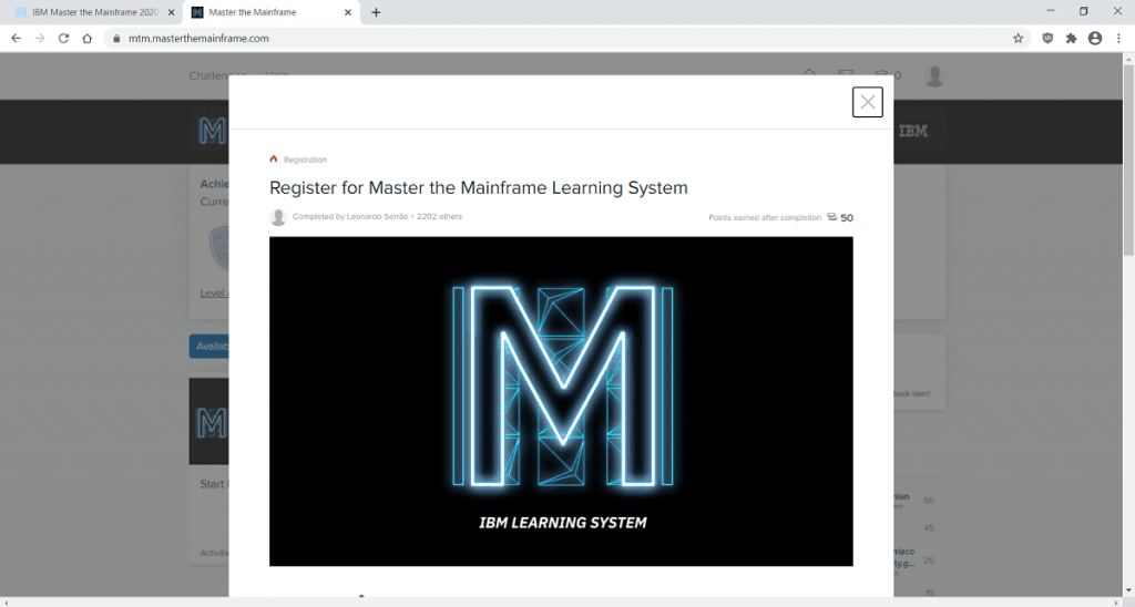 Register for Master the Mainframe Learning System