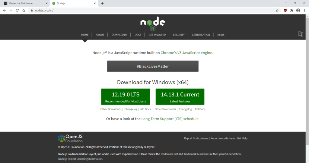 Download and install NodeJS